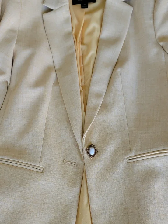 Ann Taylor Yellow 3/4 Sleeve Blazer Jacket Sz: 00P - Picture 11 of 16